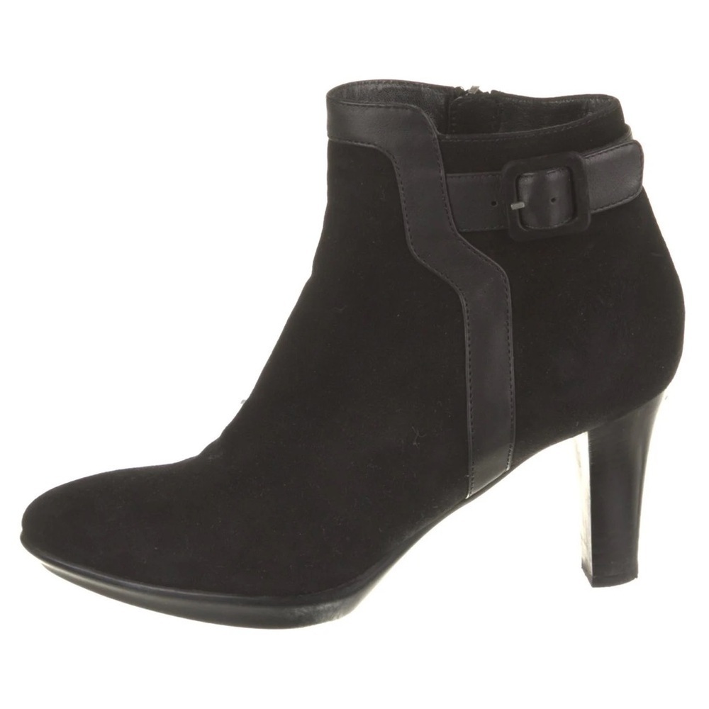 Aquatalia by Marvin K Rae Vero Gomma Black Suede Leather Block Ankle Boots 7.5